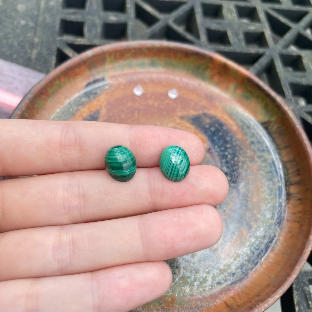 handmade malachite gemstone earrings